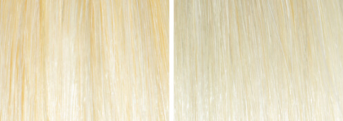 A client showcasing their hair after using an Aura neutralizer duo