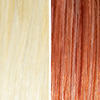 AURA ash copper hair mask before and after swatches on various blonde and brunette hair shades thumbnail