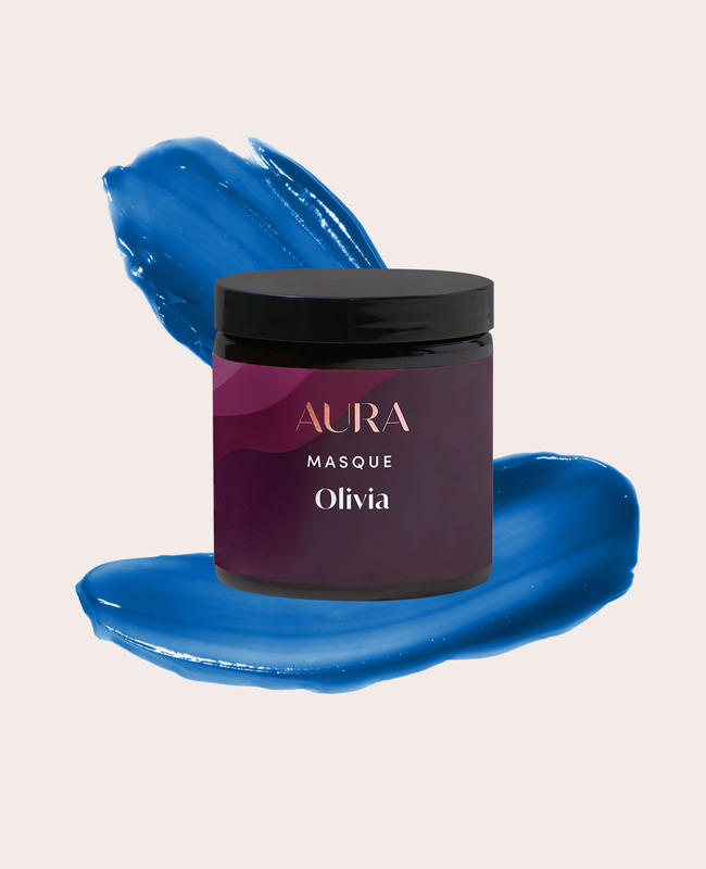 AURA personalized hair mask with santorini blue pigment