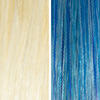 AURA santorini blue hair mask before and after swatches on various blonde and brunette hair shades thumbnail