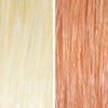 AURA hawaiian coral hair mask before and after swatches on various blonde and brunette hair shades thumbnail