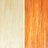 AURA copper hair mask before and after swatches on various blonde and brunette hair shades thumbnail