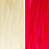 AURA london red hair mask before and after swatches on various blonde and brunette hair shades thumbnail