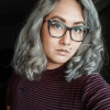 Female model with arctic gray pigmented hair thumbnail