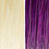 AURA kyoto purple hair mask before and after swatches on various blonde and brunette hair shades thumbnail