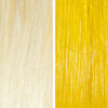 AURA cairo yellow hair mask before and after swatches on various blonde and brunette hair shades thumbnail