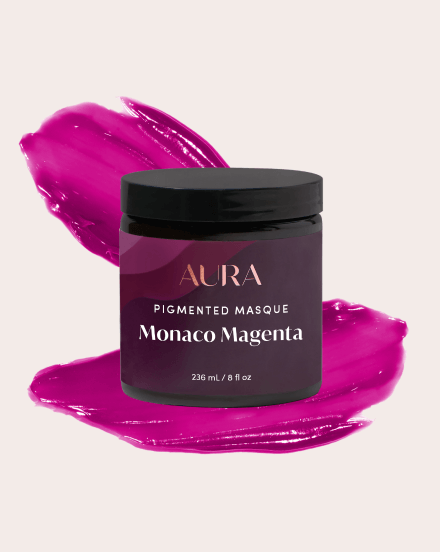 AURA personalized hair mask with monaco magenta pigment