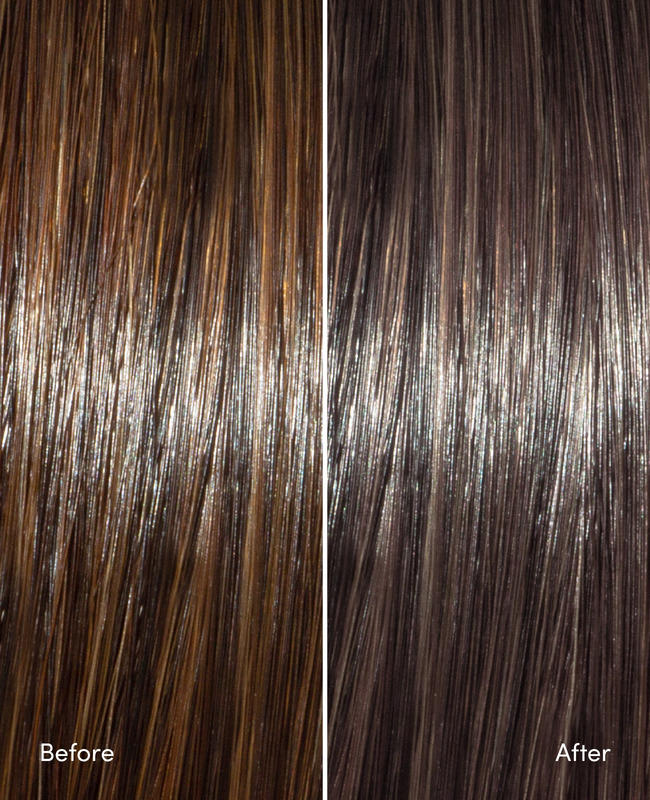 AURA green neutralizer mask before and after swatches on blonde hair