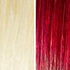 AURA red pearl hair mask before and after swatches on various blonde and brunette hair shades thumbnail