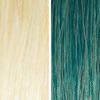 AURA maldives teal hair mask before and after swatches on various blonde and brunette hair shades thumbnail