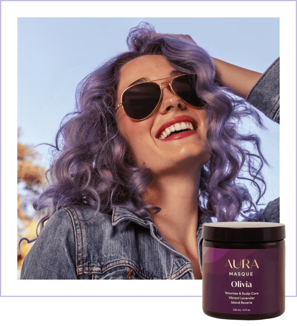 Woman with purple hair color